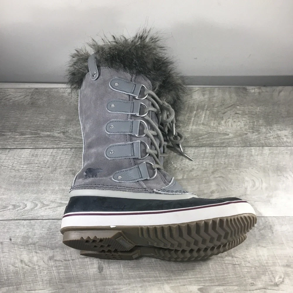 Womens Sorel Joan of Arctic Snow Gray Waterproof Leather Boots NL2429 Size 9.5